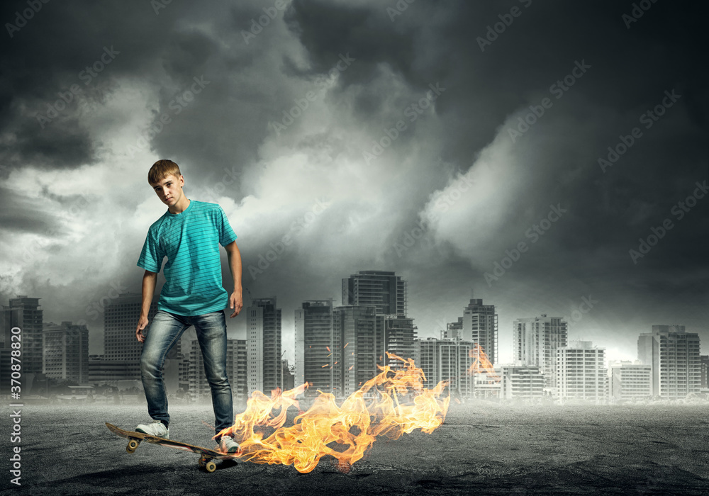 Teenager boy on skate