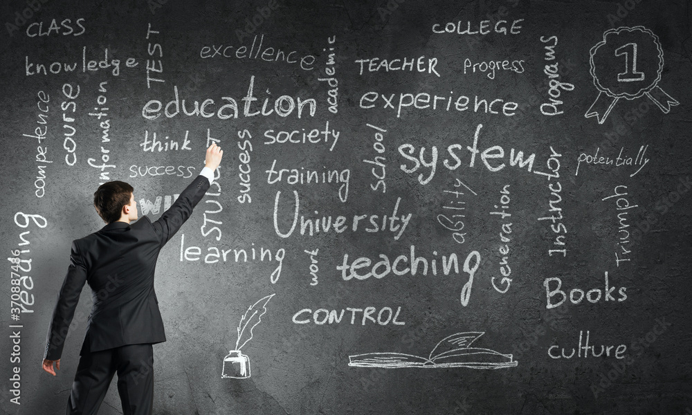 Man draw on chalkboard