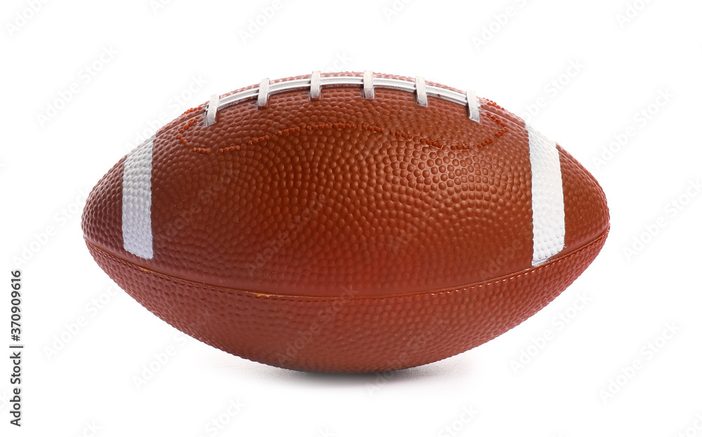 Rugby ball on white background