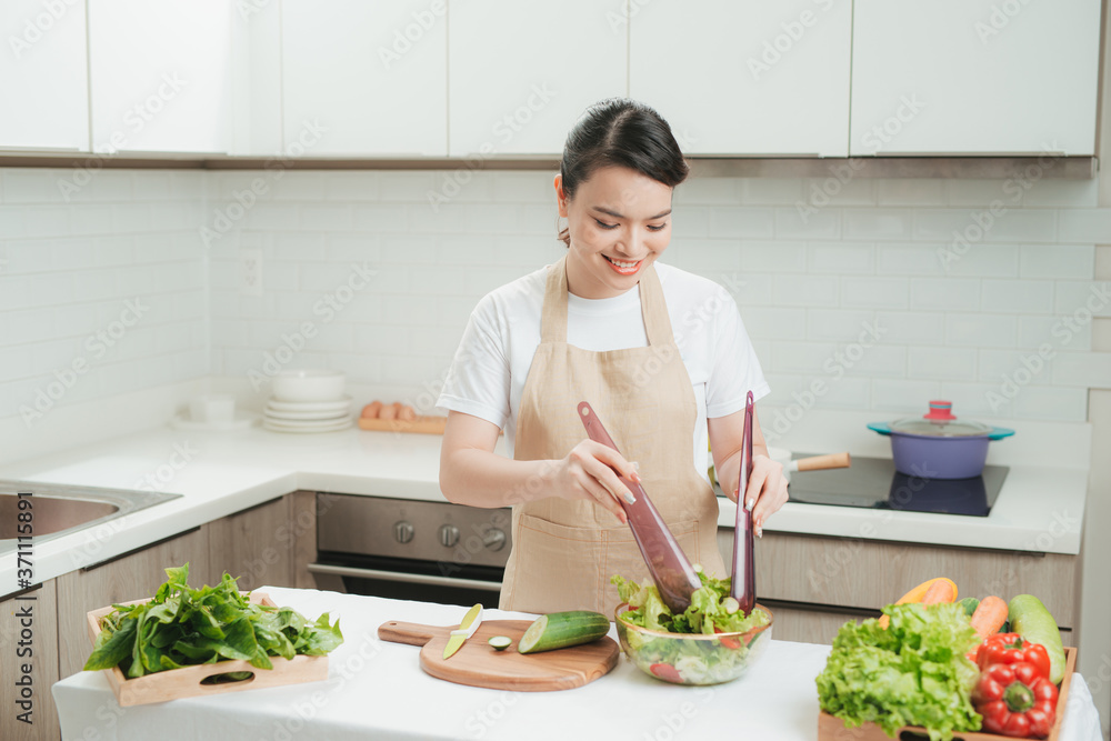 Healthy nutrition salad preparing concept