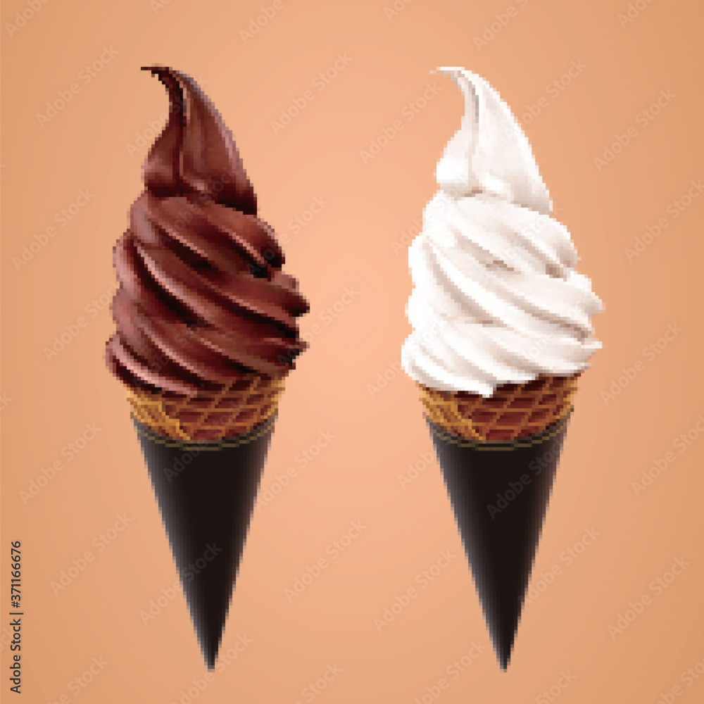 Milk and chocolate ice cream cone