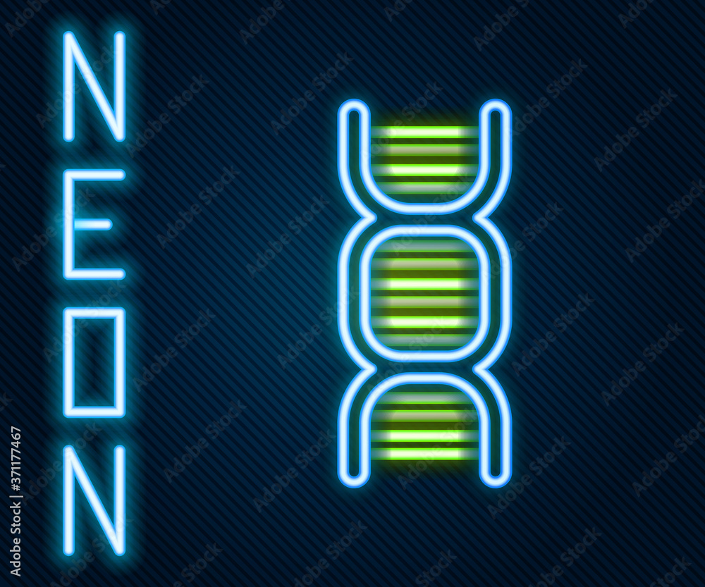 Glowing neon line DNA symbol icon isolated on black background. Colorful outline concept. Vector Ill