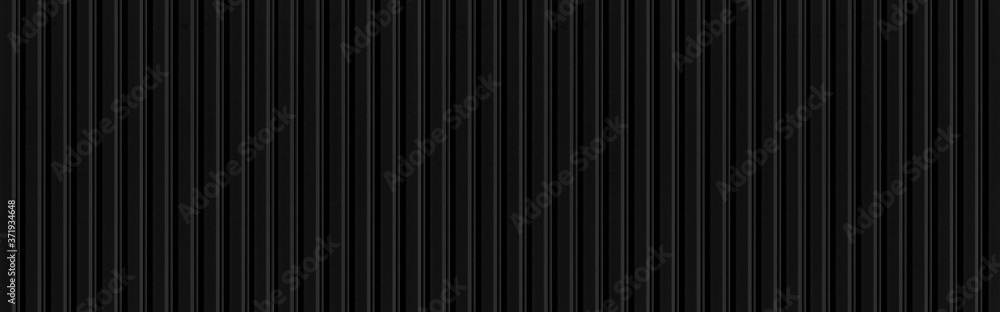 Panorama of Black Corrugated metal background and texture surface or galvanize steel