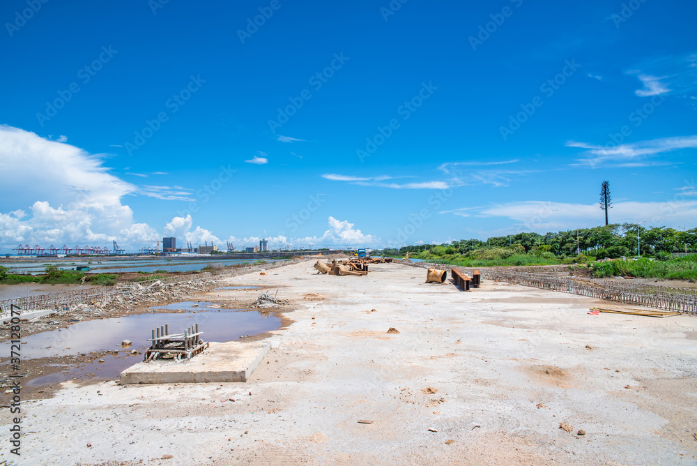 中国广州市南沙区在建南沙港铁路路基