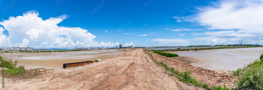 Panorama of Longxue Island in Nansha District, Guangzhou, China