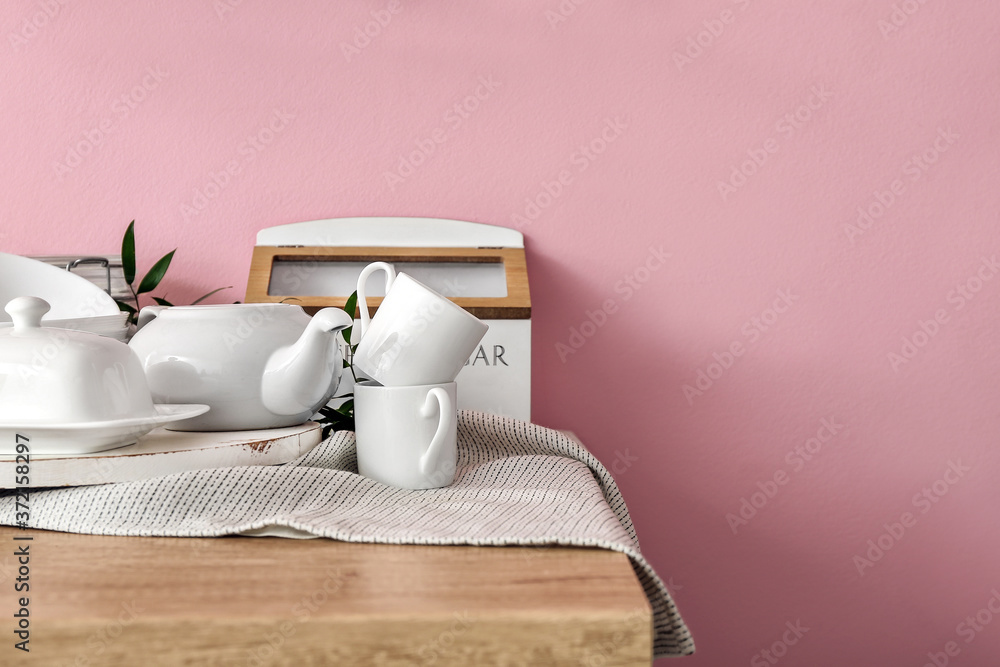 Set of utensils on kitchen counter