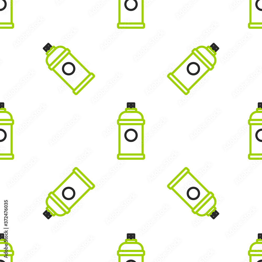 Line Paint spray can icon isolated seamless pattern on white background. Vector Illustration.