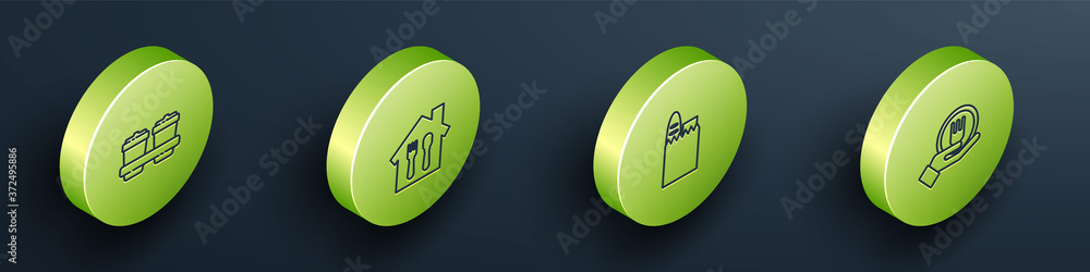 Set Isometric Coffee cup to go, Online ordering and delivery, Shopping bag food and icon. Vector.