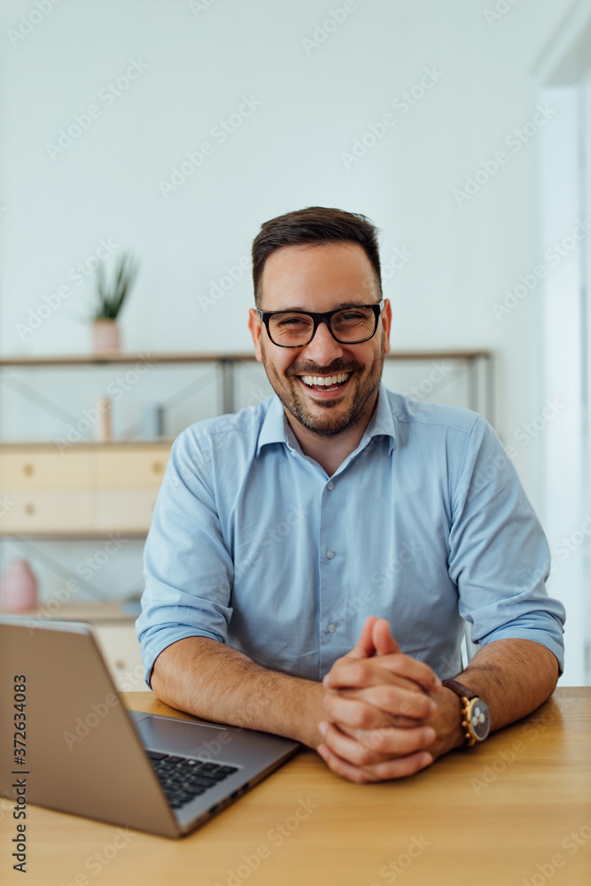 Businessman taking break from work.