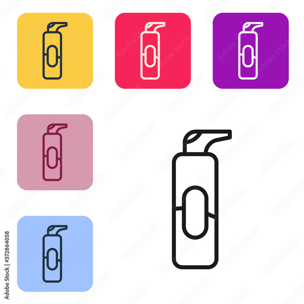 Black line Spray can for hairspray, deodorant, antiperspirant icon isolated on white background. Set