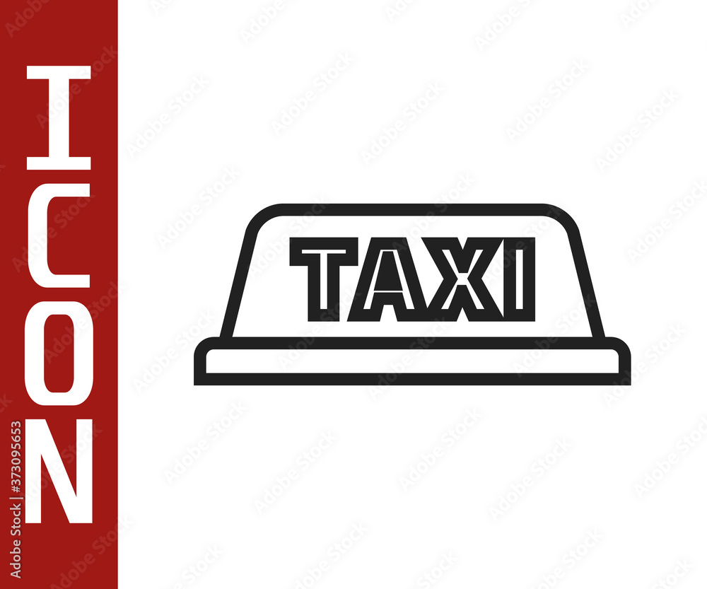 Black line Taxi car roof icon isolated on white background. Vector Illustration.