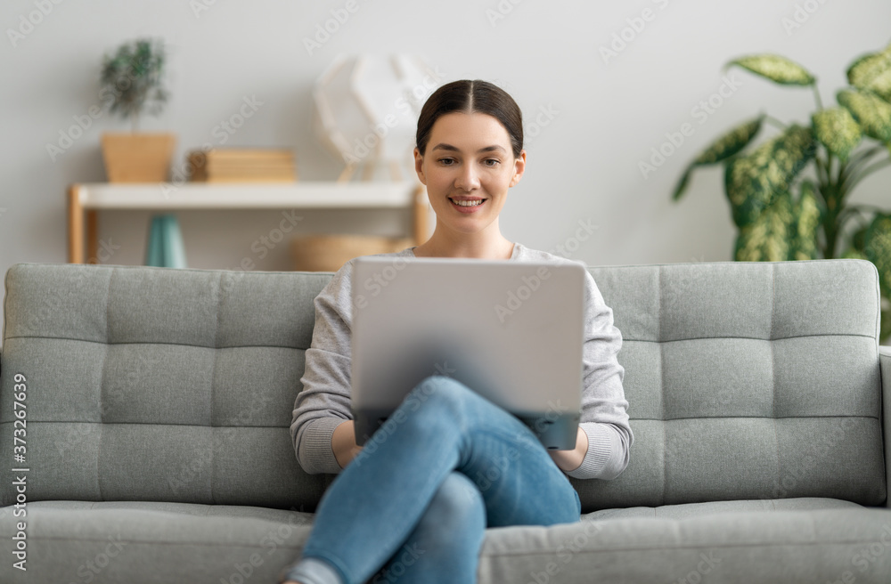 Young woman is chatting with somebody.