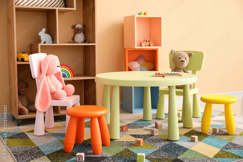 Interior of modern playroom in kindergarten