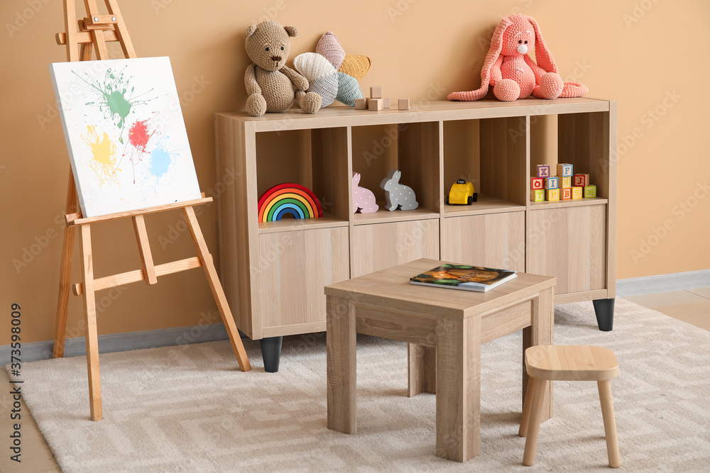 Interior of modern playroom in kindergarten