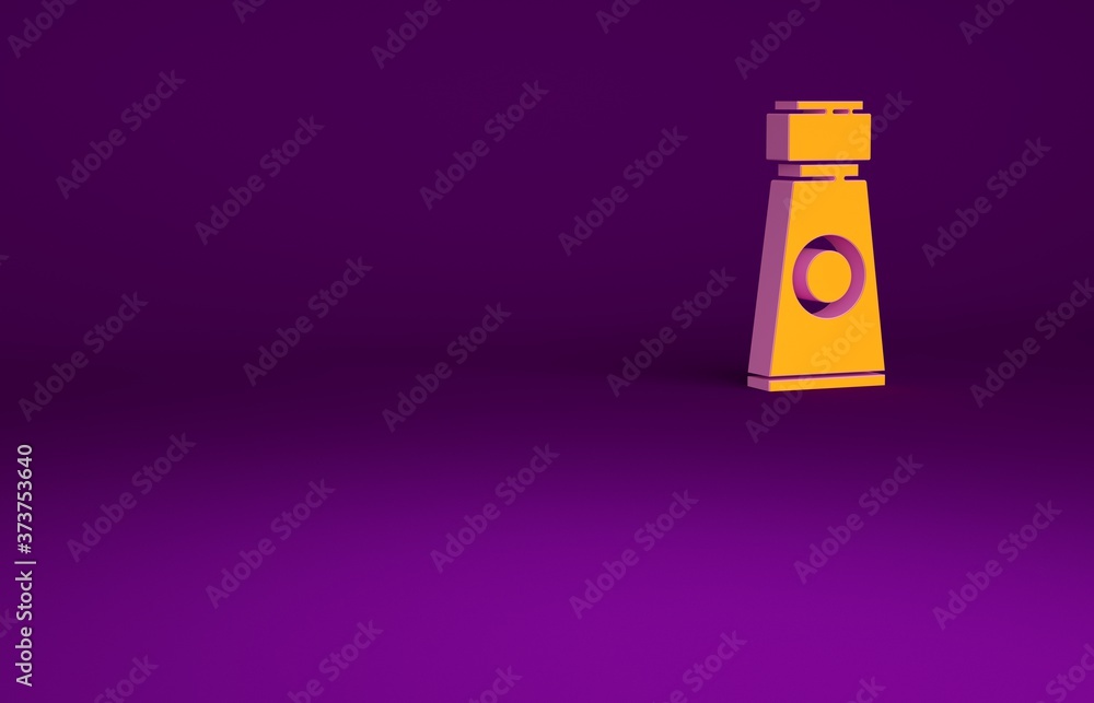 Orange Tube with paint palette icon isolated on purple background. Minimalism concept. 3d illustrati