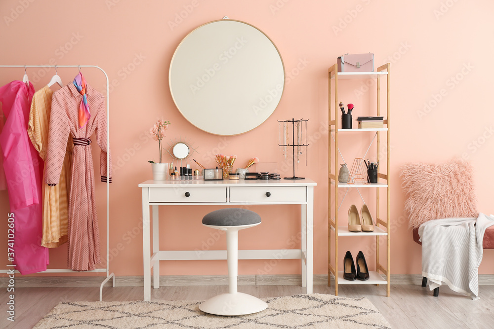 Stylish interior of modern dressing room