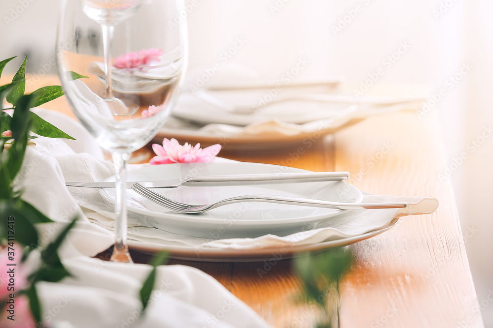 Beautiful table setting in restaurant