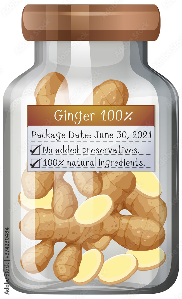 Ginger preserve in glass jar