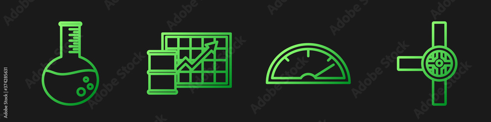 Set line Speedometer, Oil petrol test tube, Oil price increase and Industry pipes and valve. Gradien