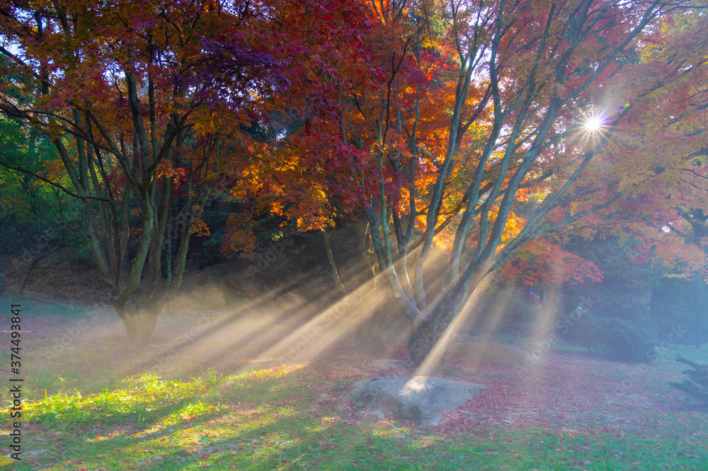 Beautiful Mountain Lu geopark landscapes in late autumn, Jiujiang, Jiangxi, China