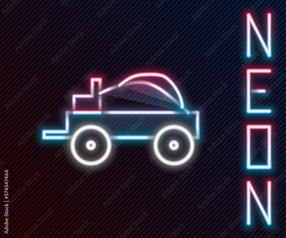 Glowing neon line Wild west covered wagon icon isolated on black background. Colorful outline concep