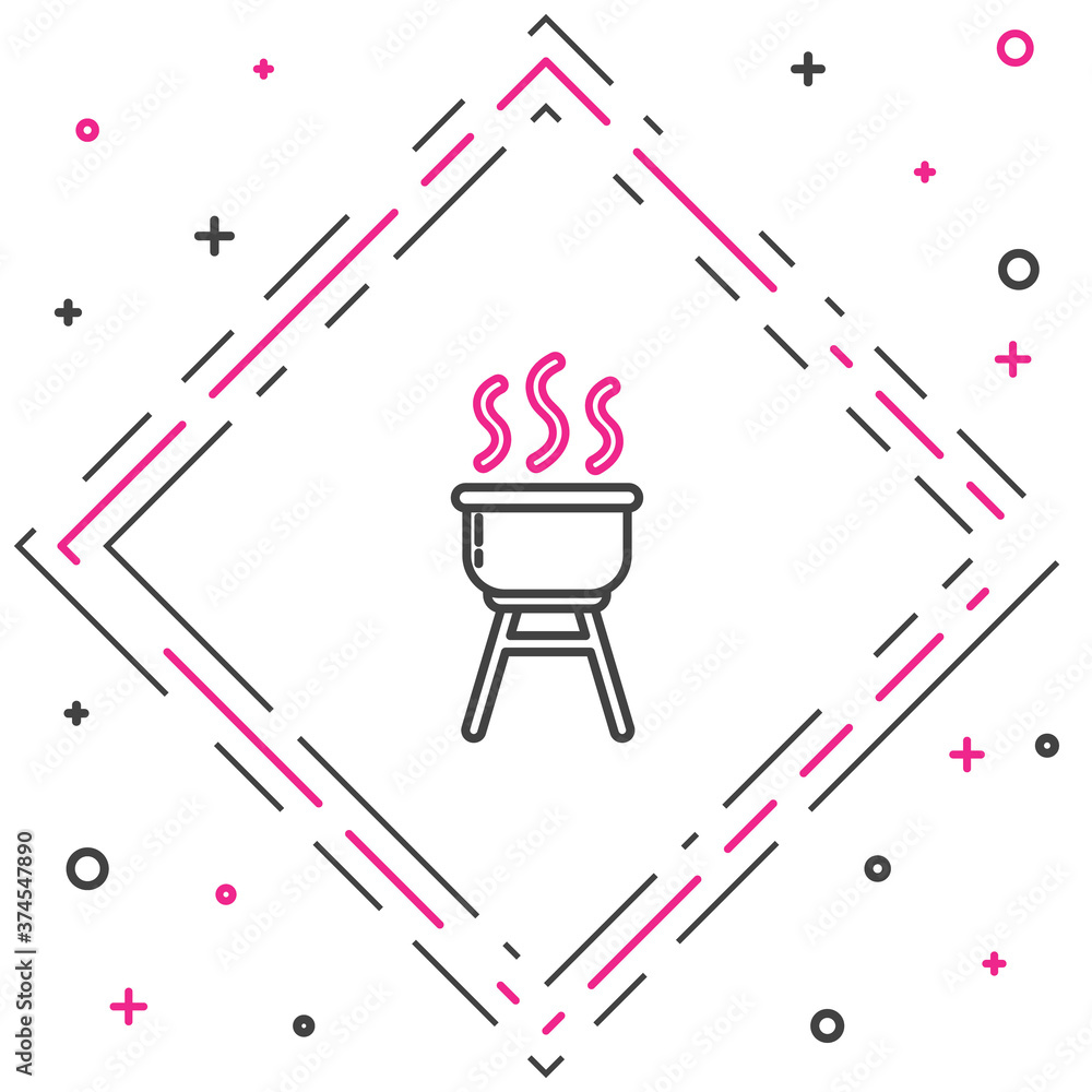 Line Barbecue grill icon isolated on white background. BBQ grill party. Colorful outline concept. Ve