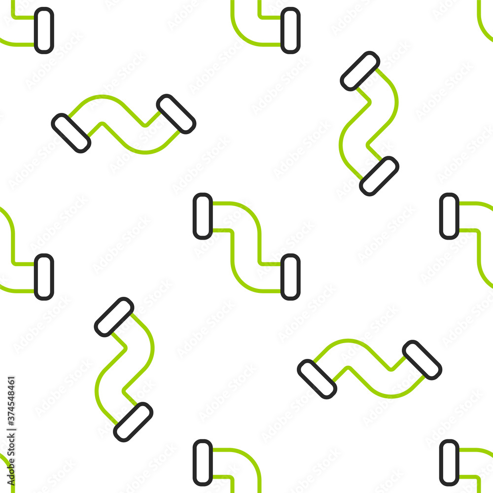 Line Industry metallic pipe icon isolated seamless pattern on white background. Plumbing pipeline pa