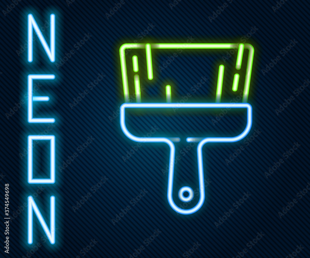 Glowing neon line Paint brush icon isolated on black background. Colorful outline concept. Vector Il