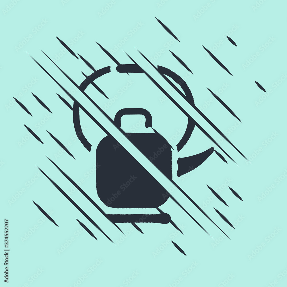 Black Kettle with handle icon isolated on green background. Teapot icon. Glitch style. Vector Illust