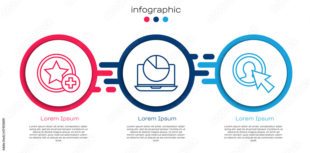 Set line Star，笔记本电脑，带图表和商务套装用户。商务信息图templa