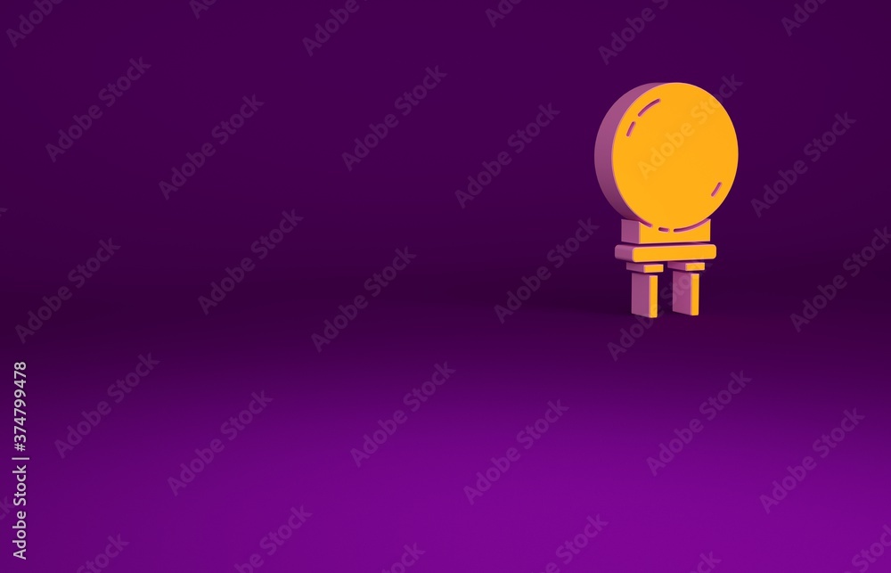 Orange Light emitting diode icon isolated on purple background. Semiconductor diode electrical compo