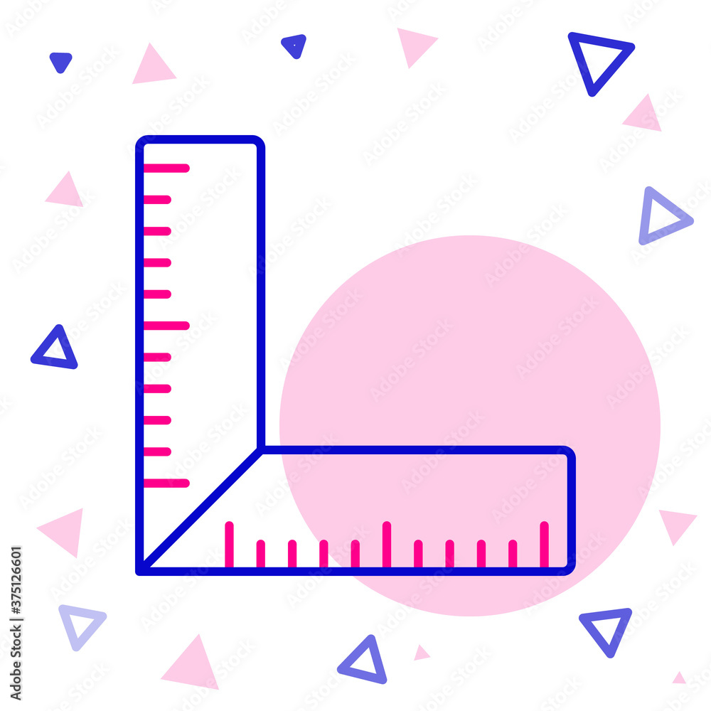 线条角尺图标隔离在白色背景上。Setsquare，角尺，木工，测量ut