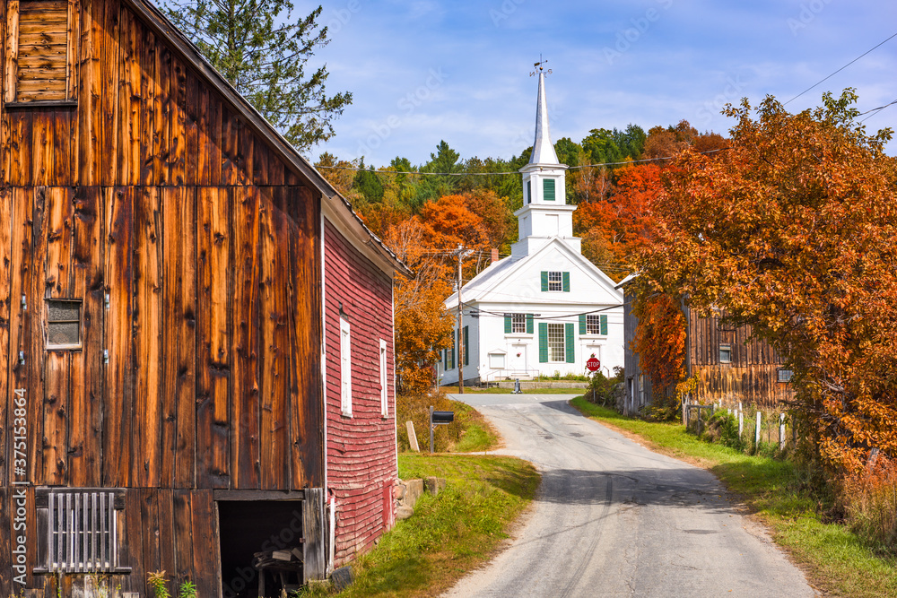 Rural Vermont, USA at Waits River Village