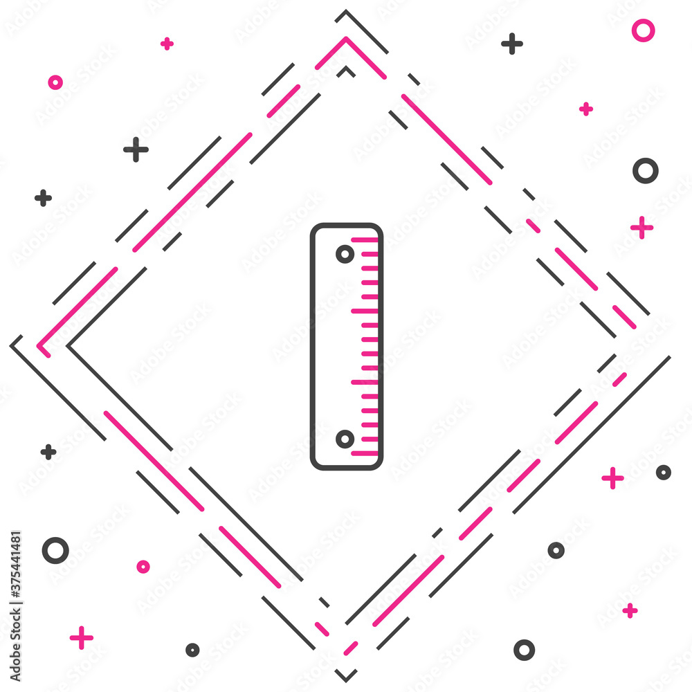 线条标尺图标隔离在白色背景上。斜视符号。彩色轮廓概念。矢量