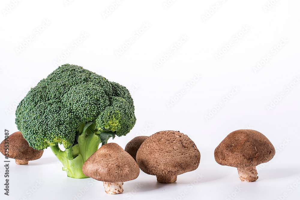 Broccoli and shiitake mushrooms