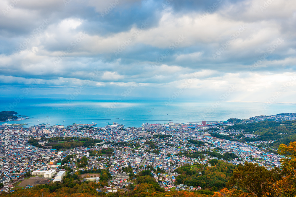 日本北海道小樽市石狩湾城市景观