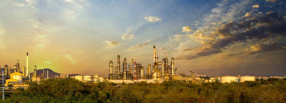 Oil refinery plant from industry zone, Aerial view oil and gas petrochemical industrial, Refinery fa