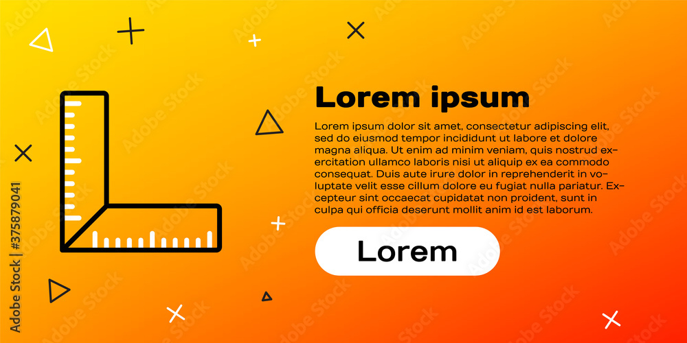 线条角尺图标隔离在黄色背景上。Setsquare，角尺，木工，测量u