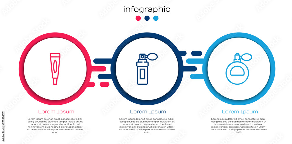 Set line Cream or lotion cosmetic tube, Perfume and . Business infographic template. Vector.