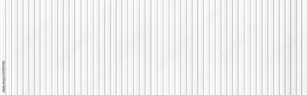 Panorama of White Corrugated metal background and texture surface or galvanize steel