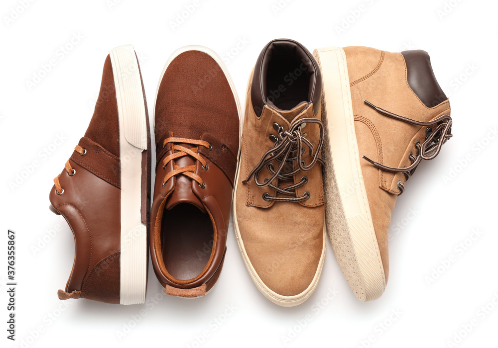 Casual male shoes on white background