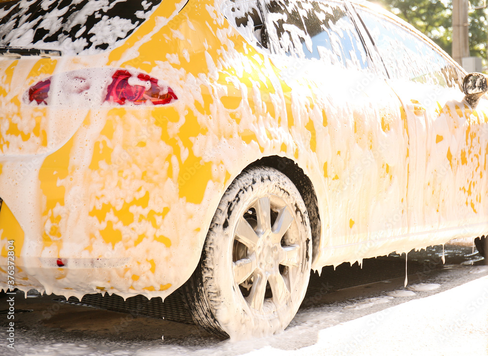 Modern automobile at car wash