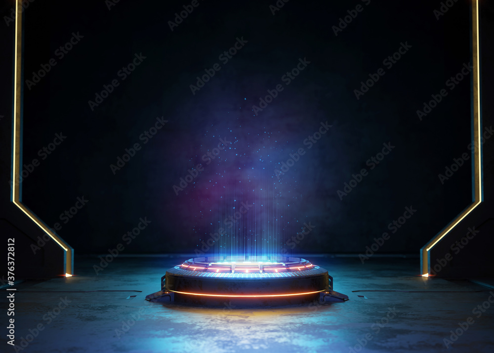 Abstract background, Futuristic pedestal for product presentation, Display modern