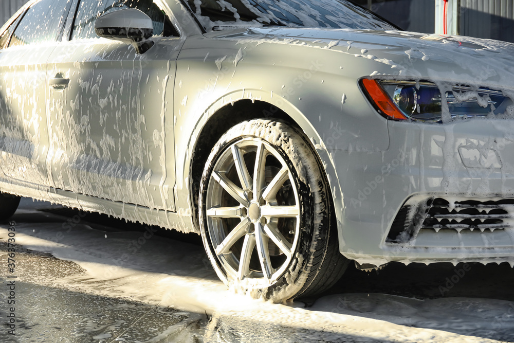 Modern automobile at car wash