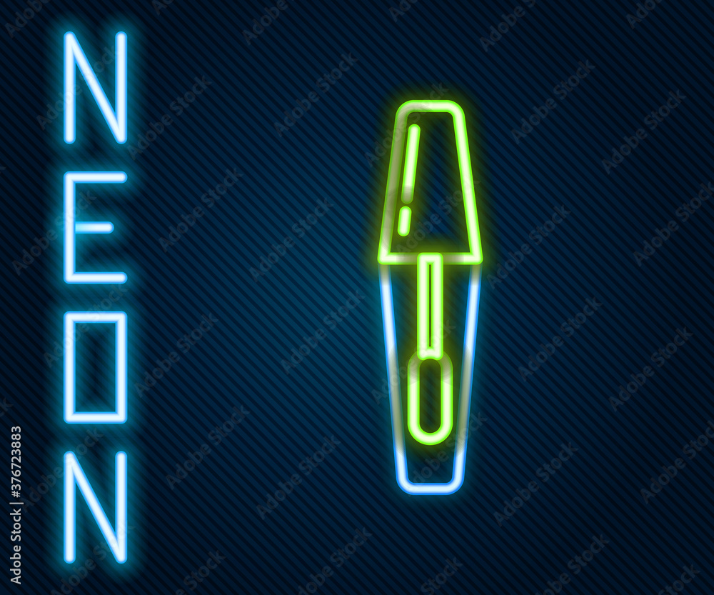 Glowing neon line Mascara brush icon isolated on black background. Colorful outline concept. Vector 