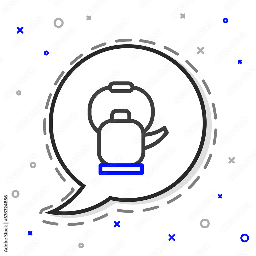 Line Kettle with handle icon isolated on white background. Teapot icon. Colorful outline concept. Ve