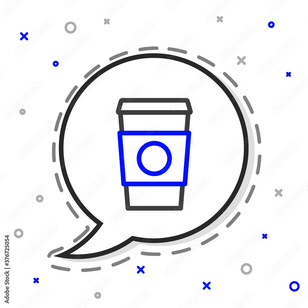 Line Coffee cup to go icon isolated on white background. Colorful outline concept. Vector Illustrati