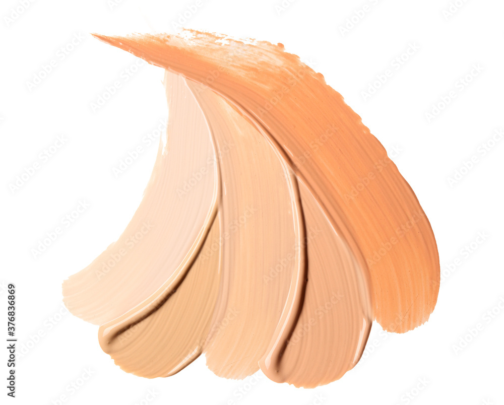 Sample of foundation for makeup on white background