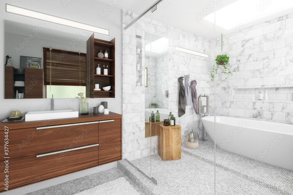 Contemporary Bathroom Integration - 3d visualization