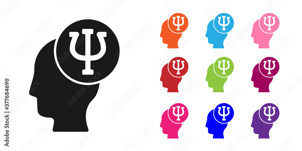 Black Psychology icon isolated on white background. Psi symbol. Mental health concept, psychoanalysi